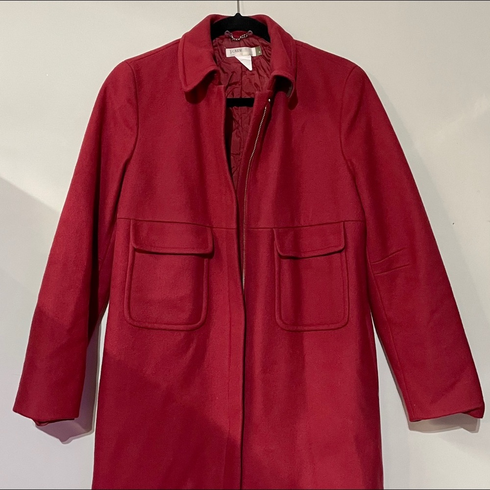 $90 J. CREW LINED WOOL COAT | RED | PETITE MEDIUM - Picture 5 of 12